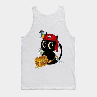 Funny Black cat is a pirate Tank Top